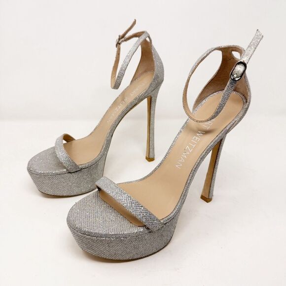 Stuart Weitzman Nudistcurve Hollywood Platform Glitter Heels Size 11 - Picture 5 of 8